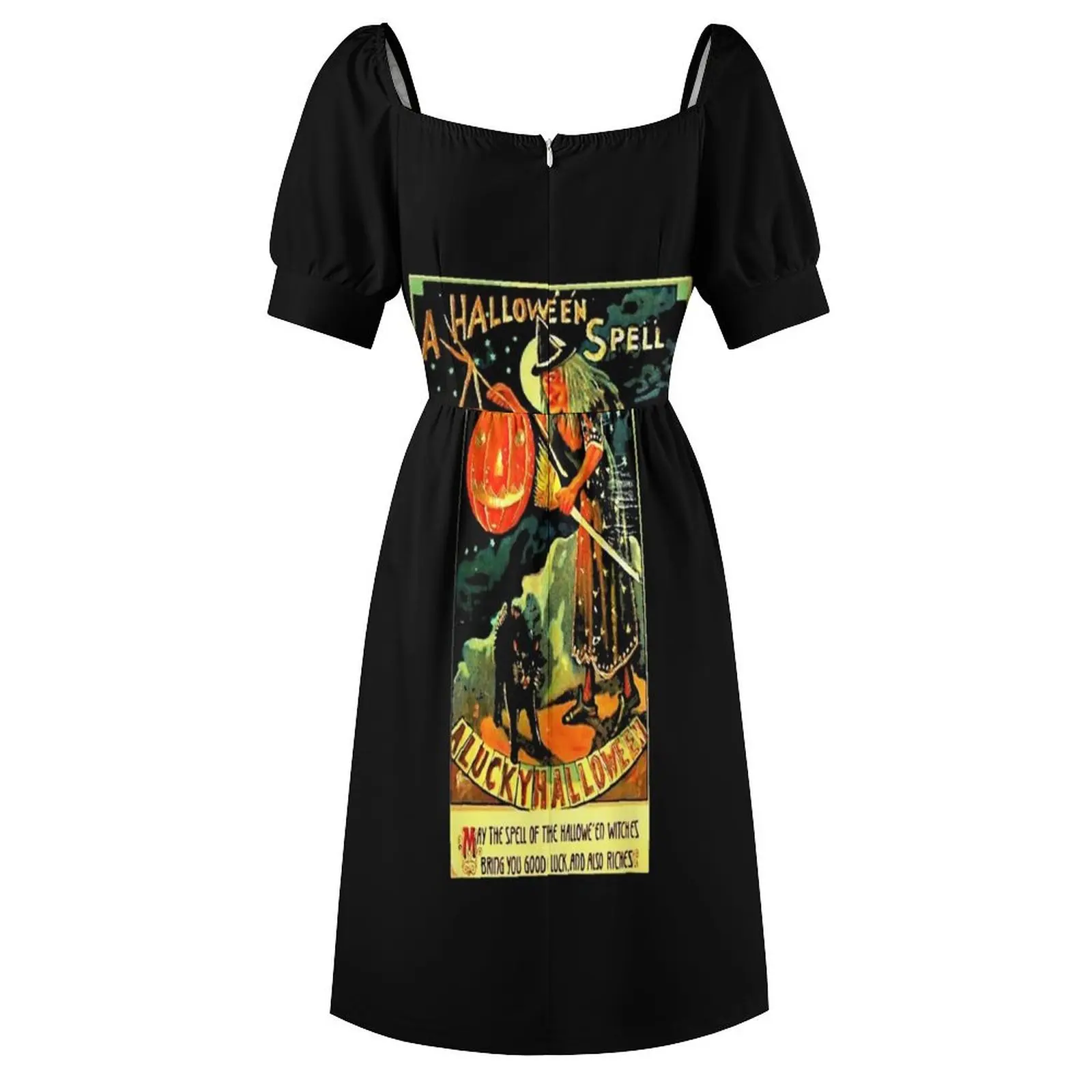 Винтажное платье ведьмы на Хэллоуин с короткими рукавами платья длинными