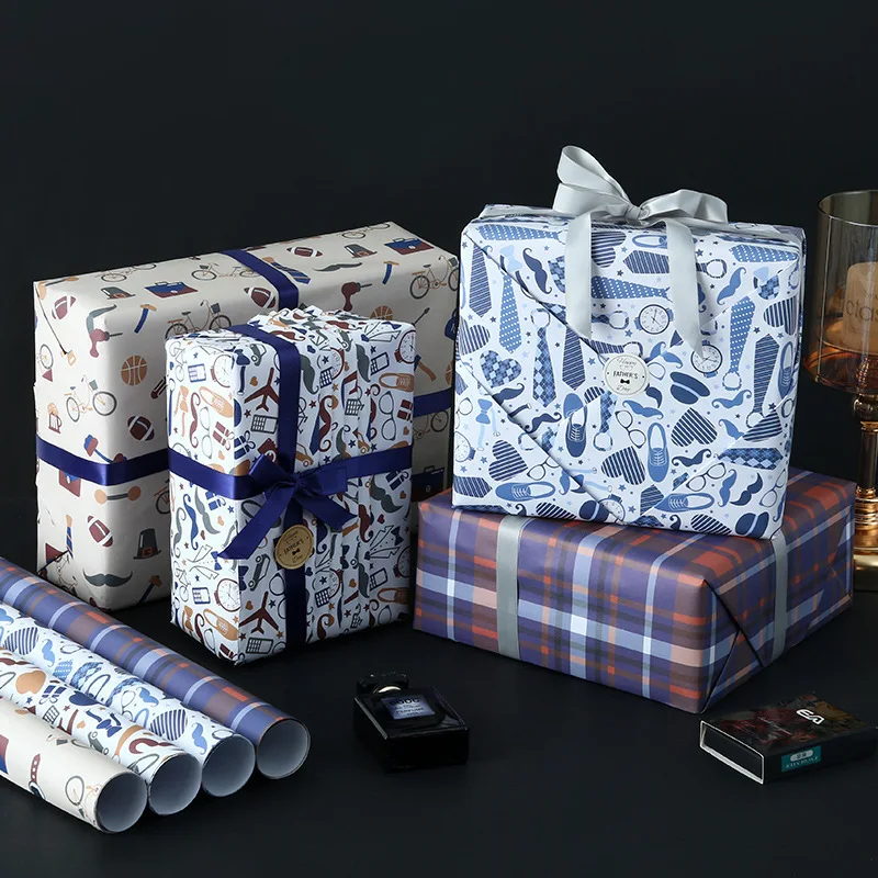 Birthday Father's Day Holiday Gift Paper Book Wrapping Set