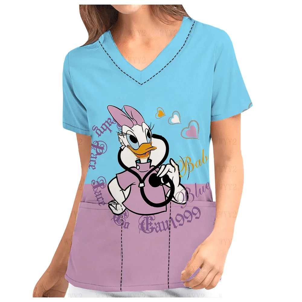 Топ-скраб с v-образным вырезом и принтом Диснея Дональд Дак Дейзи женская рабочая
