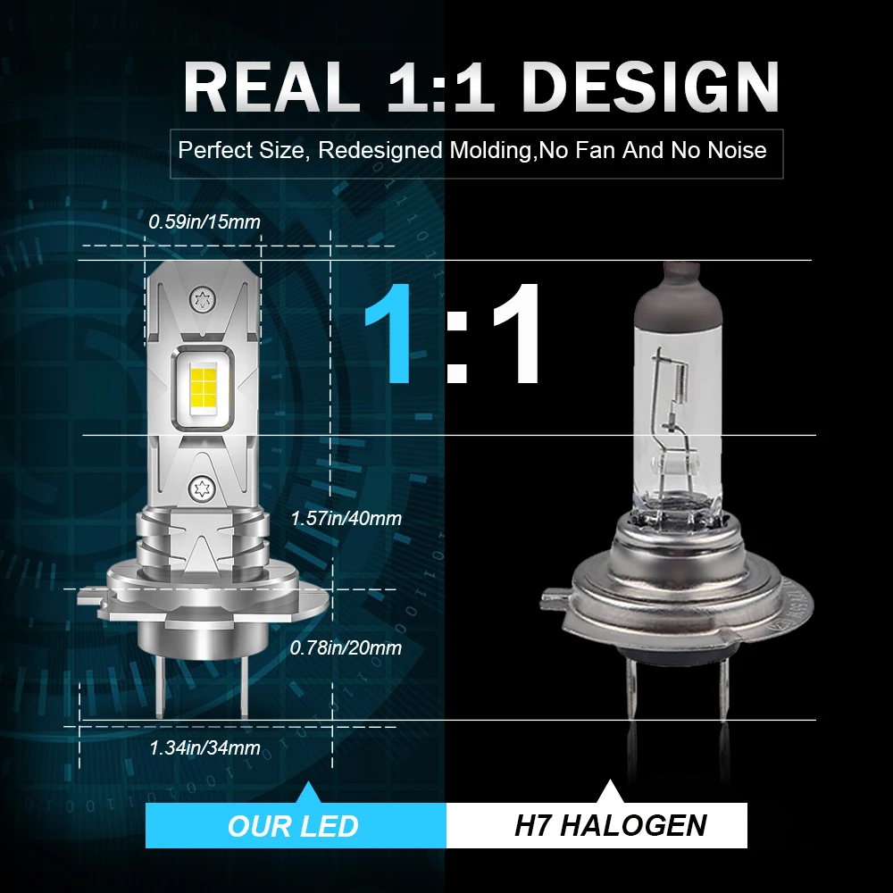 Мини-Лампа фара NLpearl 6000 лм H7 10: 9 60 Вт 12 В
