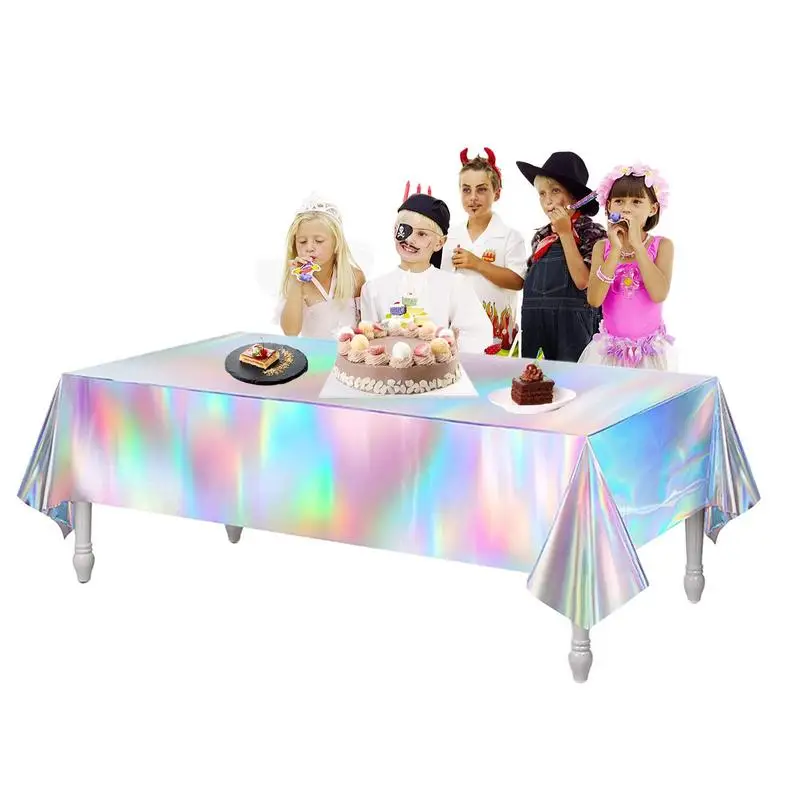 

Iridescence Laser Tablecloths 137x274cm Shiny Disposable Laser Rectangle Table Covers For Birthday Bridal Wedding Decor