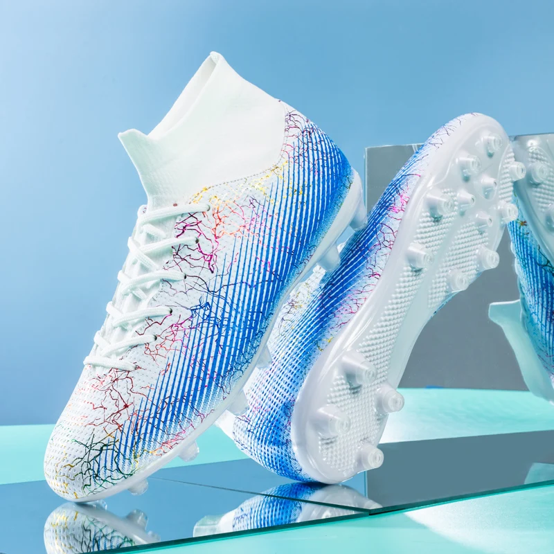 Hot Professional Men Soccer Shoes Adult Kids TF/FG High Ankle Football Boots Cleats Grass Training Sport Footwear Trend Sneakers