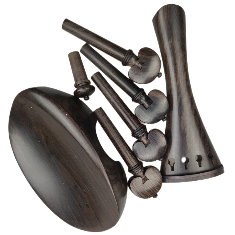 Natural Ebony Wood Full size Violin Accessories 4/4 Parts Pegs Chin Rest Tailpiece Endpin High Quality enlarge