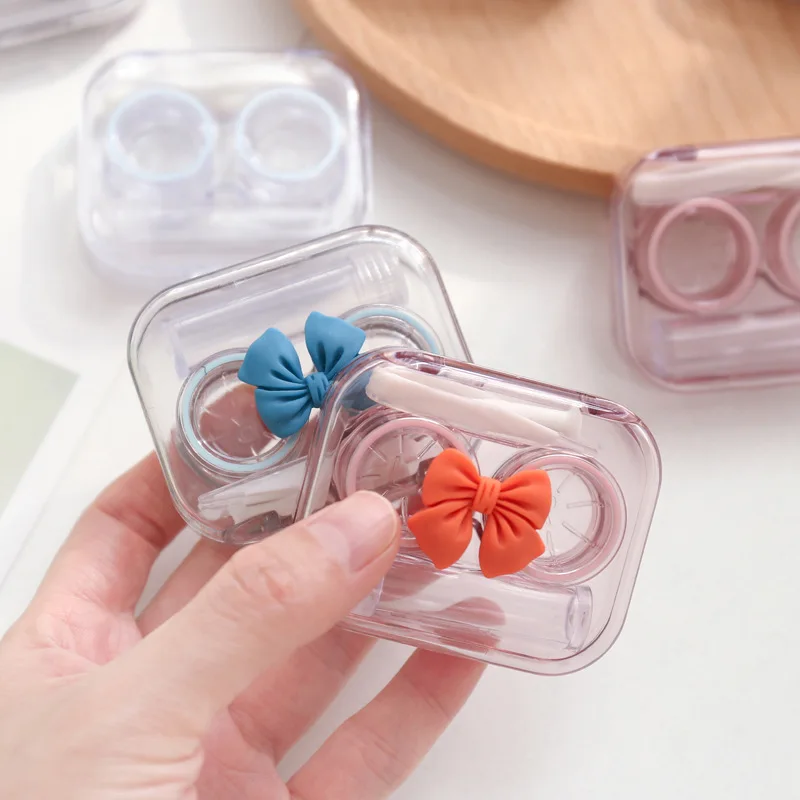 

12 Piece Cute Bow Transparent Storage Pencil Plastic Contact Dual Lens Box / Companion Eyeglasses Case / Wholesale