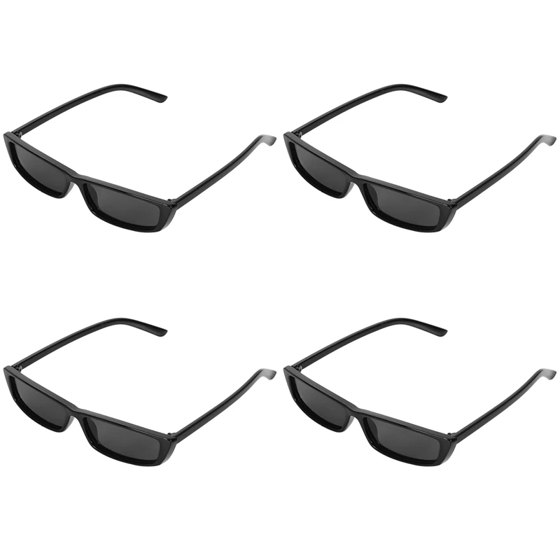 

Солнечные очки в стиле ретро S17072 женские, небольшие винтажные прямоугольные солнцезащитные аксессуары в черной оправе, 4 шт.