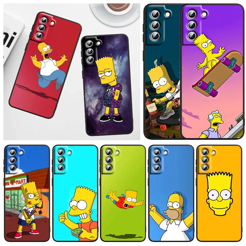 

Anime Cute The Simpson For Samsung Galaxy S22 S21 S20 FE Ultra Pro Lite S10 5G S10E S9 S8 Plus S7 Edge Black Phone Case