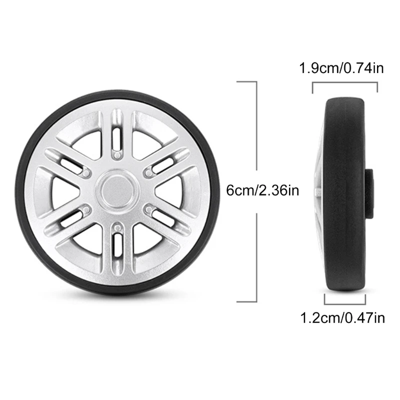 Сменный комплект спиннера для чемодана из 8 резиновых колес диаметром 60 мм с 2