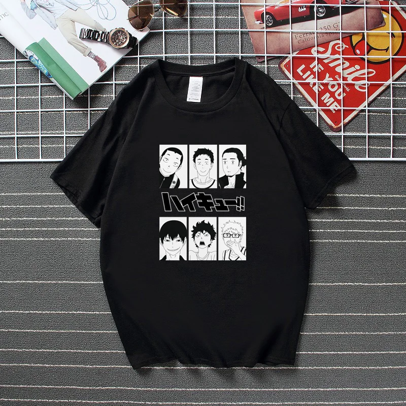 

Japan Harajuku Shirt Haikyuu Karasuno Volleyball Club T Shirts Men Kuroo Anime Bokuto Oya Manga Shoyo T-Shirt Top Cotton Tshirt