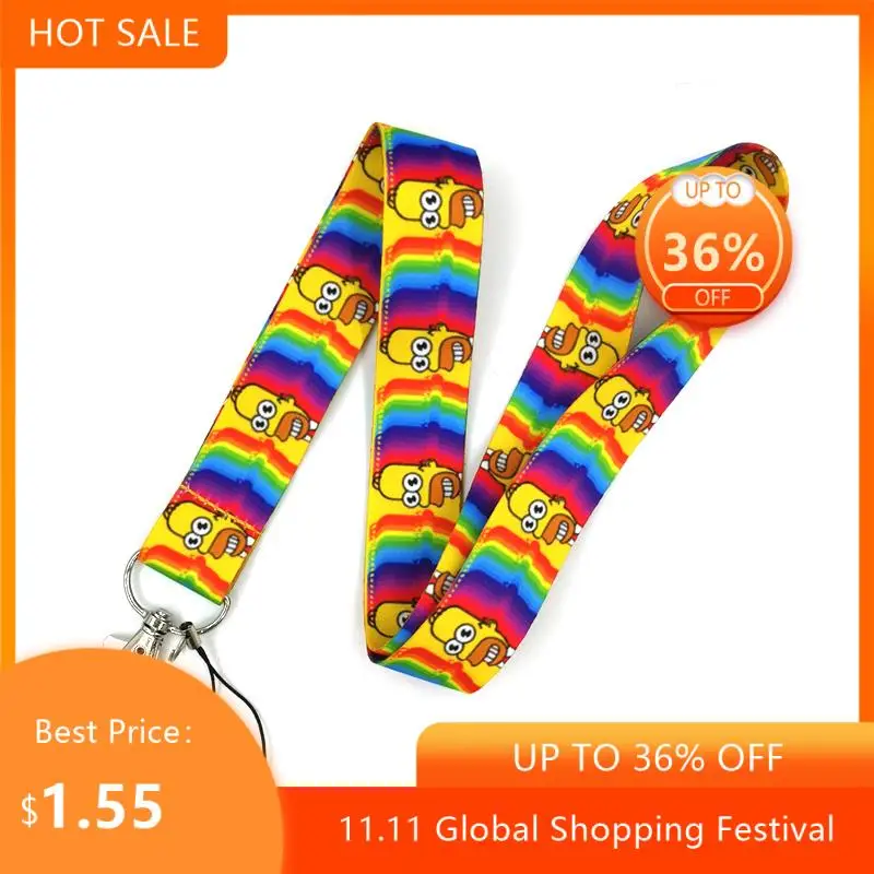 

Funny Cartoon Charaters Rainbow Color Funny art Lanyard Neck Key Strap for Phone Keys ID Card Cartoon webbings ribbons