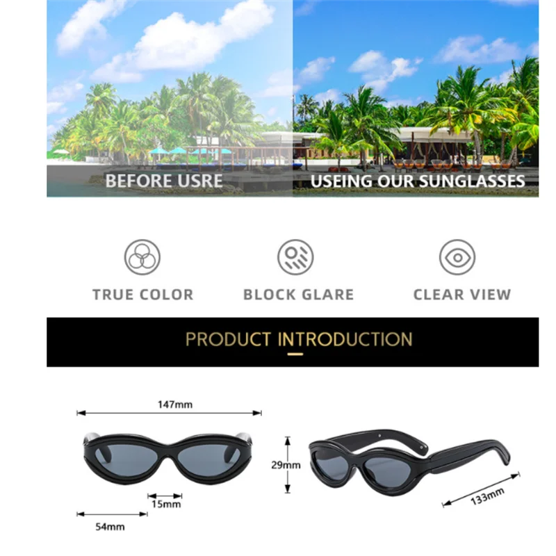 Светло-зеленые солнцезащитные очки в оправе кошачий глаз Женские овальные