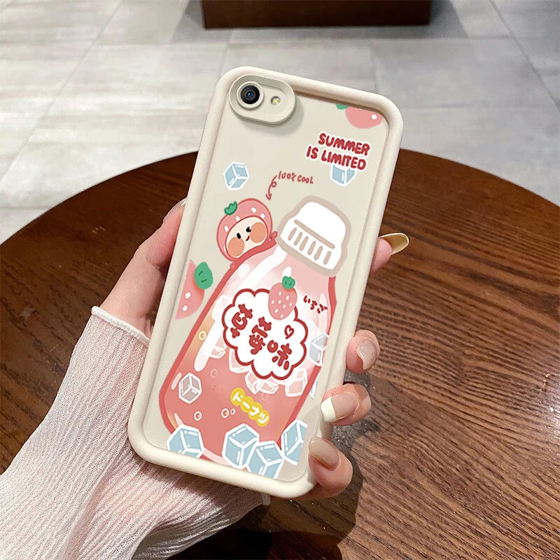 Мягкий чехол с рисунком клубники оранжевой соды для VIVO Y75s Y72t Y10 Y77e t1 Y55s Y52s Y53s Y50t Y33s