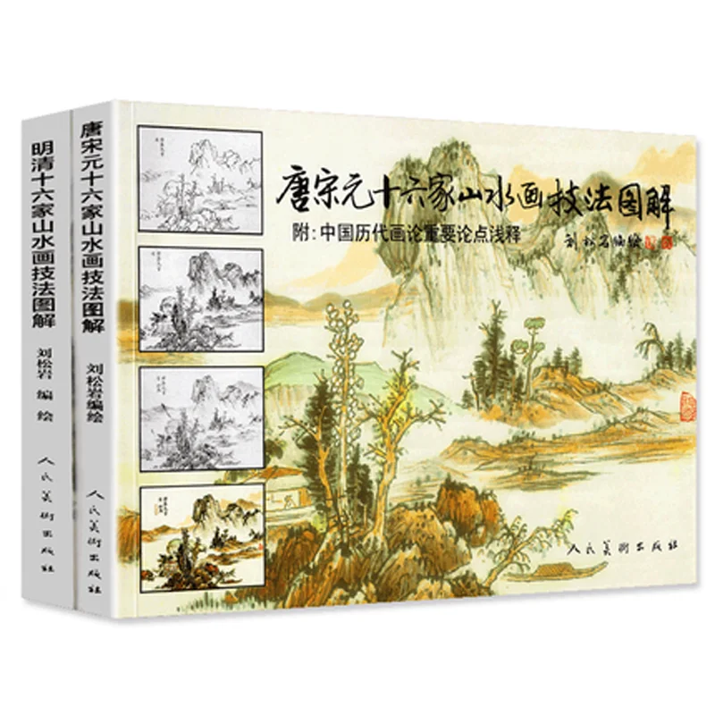 

Tang, Song and Yuan Ming Qing Shi Liu Jia Landscape Painting Techniques book Chinese brush traditional drawing textbook