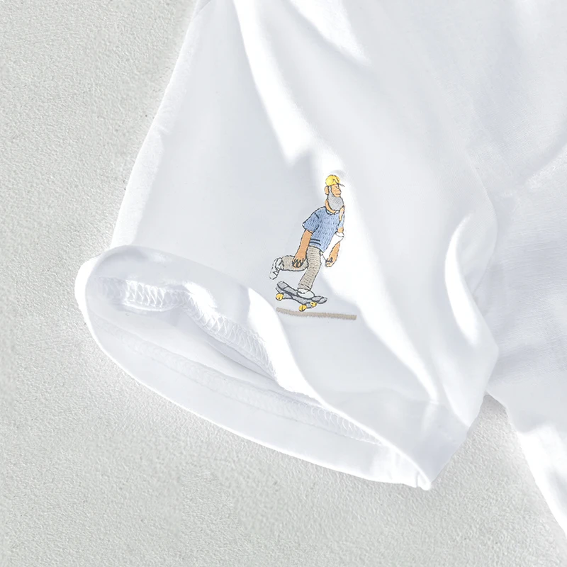 Вышитая итальянская брендовая футболка с короткими рукавами мужская серая