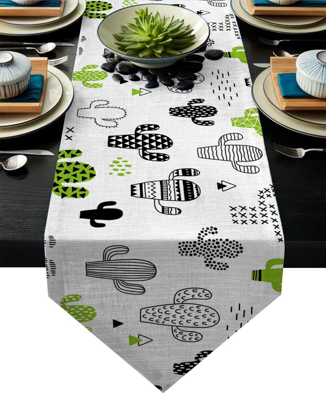 

Милый граффити Зеленый Кактус Свадебная вечеринка настольная дорожка журнальный столик украшение домашний сад скатерть