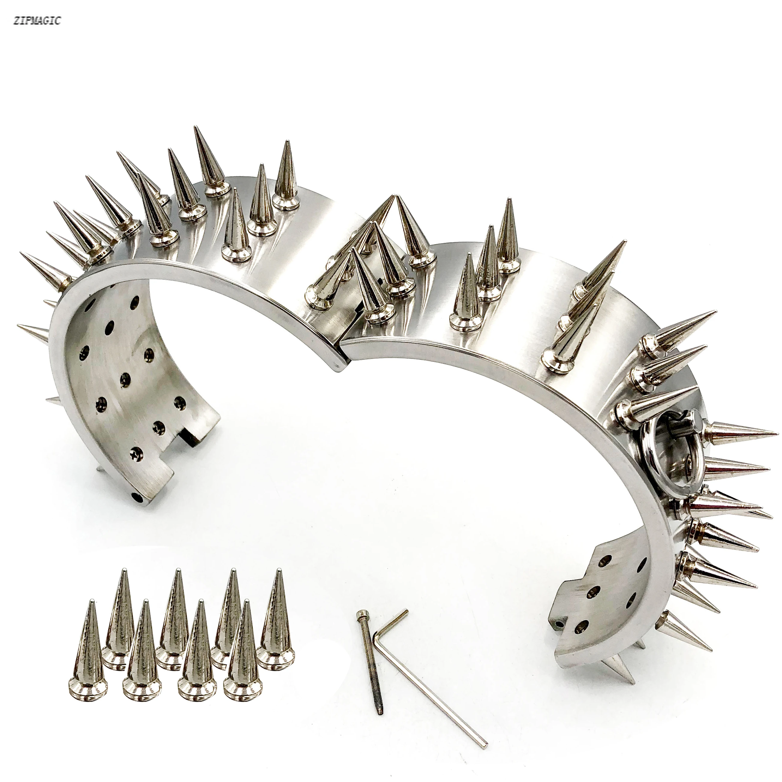 New Stainless Steel Detachable Long Spike Neck Collar Thorn Choker Adult Game Sex Slave Restraint BDSM Bondge Toys For Women Man