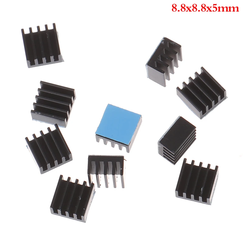 

10pcs 8.8x8.8x5mm Black Aluminum Heatsink Cooling Radiator With Thermal Pad