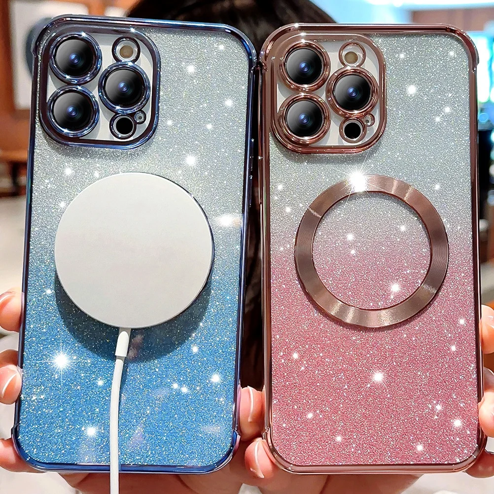 

Magsafe Magnetic Glitter Bling Case For iPhone 14 Pro Max 14 Plus 13 Pro 12 11 Soft Ring Wireless Charging Cover