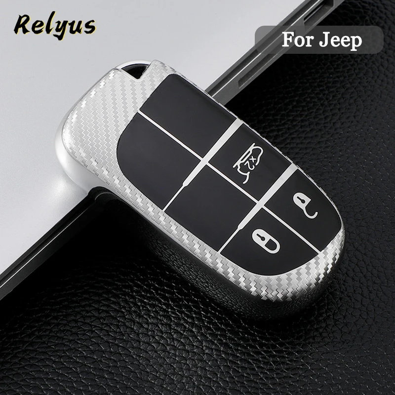

Carbon Grain TPU Car Key Case Protector for Jeep Renegade Grand Cherokee Dodge Journey Charger Chrysler 200 300 300C Key Cover