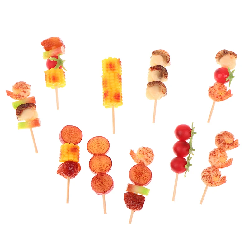 1 Pcs DollHouse 6cm Simulation Miniature BBQ Skewer Model Kitchen Decoration Pretend Play Food Toys For Children Kids Toy Gift images - 6