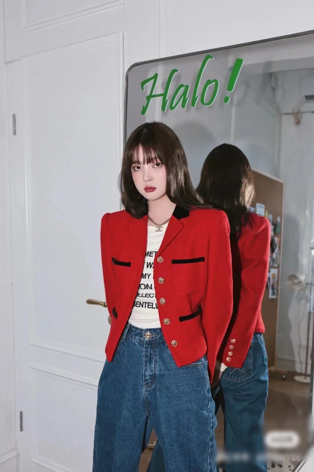 

Jacket Coat Women Outerwear Female White Autumn Tweed Round Neck Casual Coats Channel Style Za Suit Cropped Stripeed Kawaii