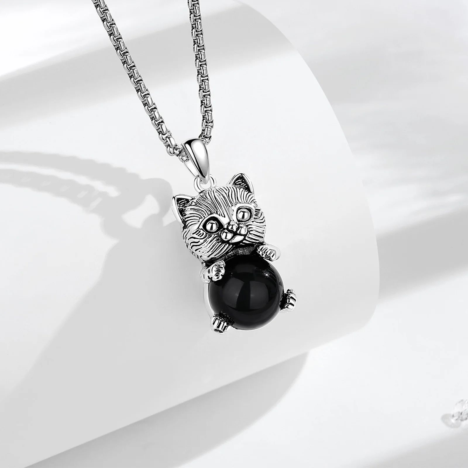 Eudora милый кот ожерелье из обсидиана энергетический натуральный целебный камень