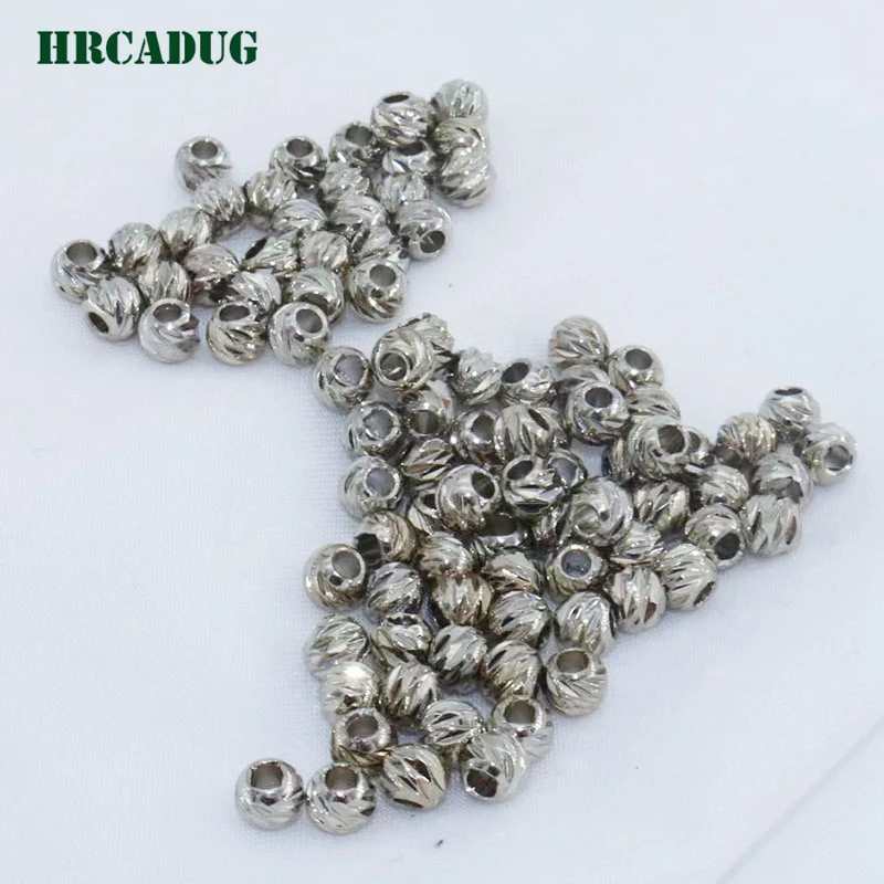 New 2.5/3/4/5/6mm Cut Pattern Separators Beads 18K Gold Plated Round Spacer Beads To Make Bracelets DIY Jewelry Making Supplies