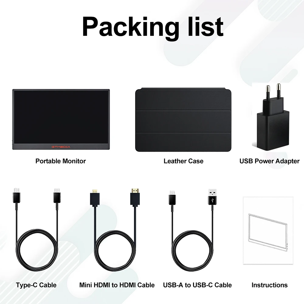 GTMEDIA 17 3-дюймовый портативный монитор IPS FullHD-экран 1920*1080 дорожный игровой дисплей