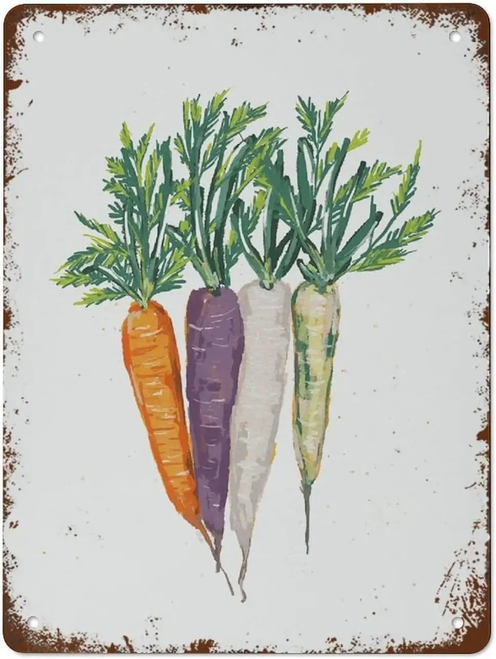

Funny Vintage Tin Metal Sign Carrot Painting Wall Art Carrots Art Kitchen Poster Wall Art Botanical Wall Print Poster