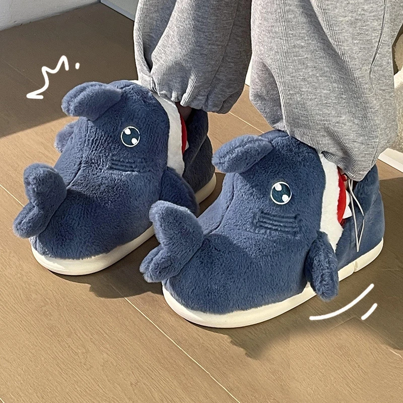 Забавная обувь с изображением акулы для девочек милые домашние тапочки