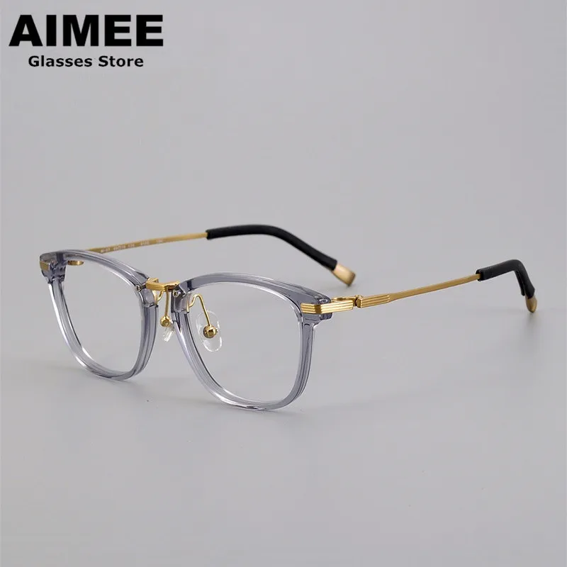 Японская дизайнерская оправа для очков из чистого титана Мужские квадратные