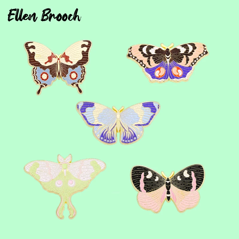 

Butterfly Insect Moth Enamel Pins Retro Romance Flowers Wings Brooches Lapel Badges Nature Inspiration Jewelry Gift For Women