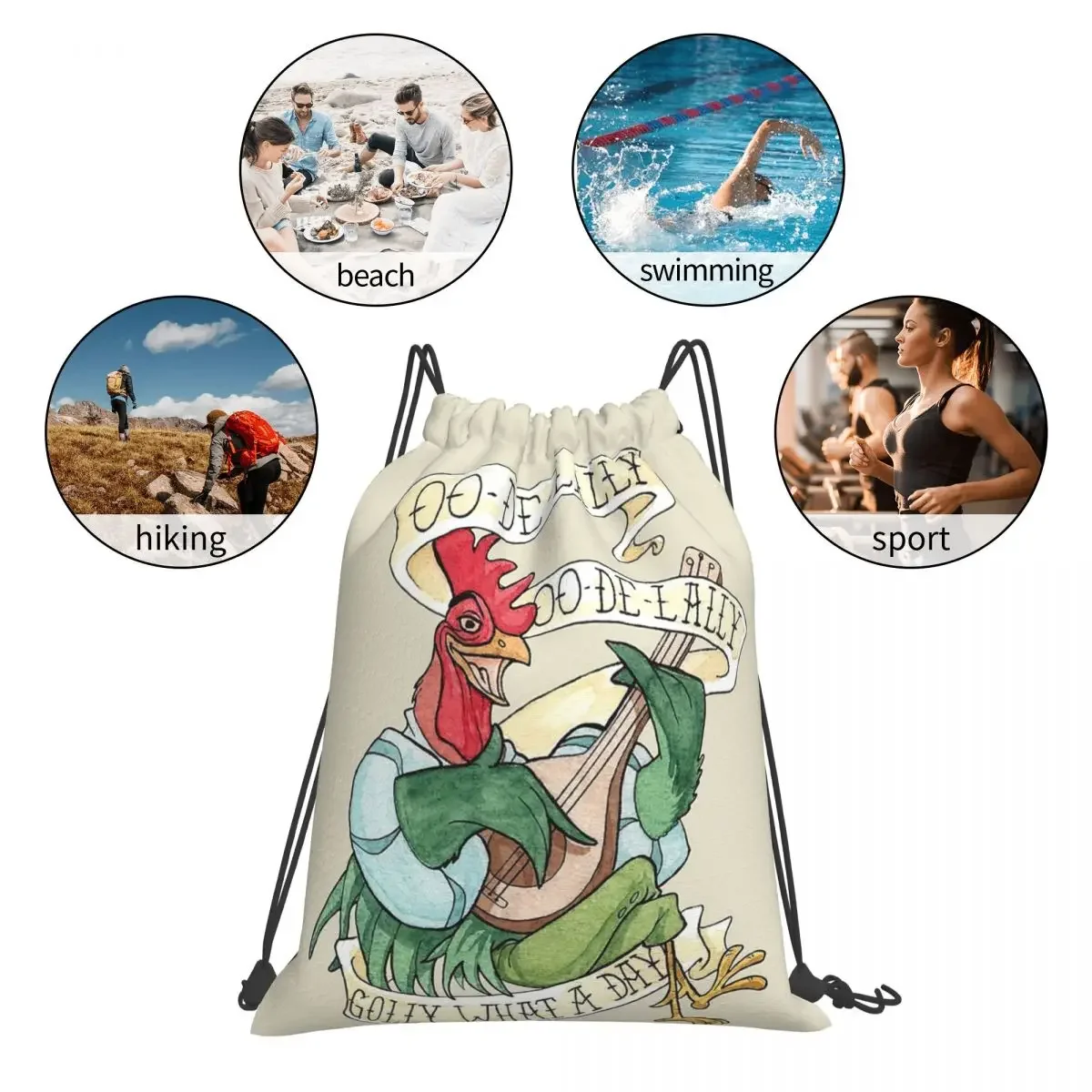 Alan-A-Dale Rooster OO-De-Lally Golly Рюкзаки Сумки на шнурке Пучок Карманная сумка для обуви