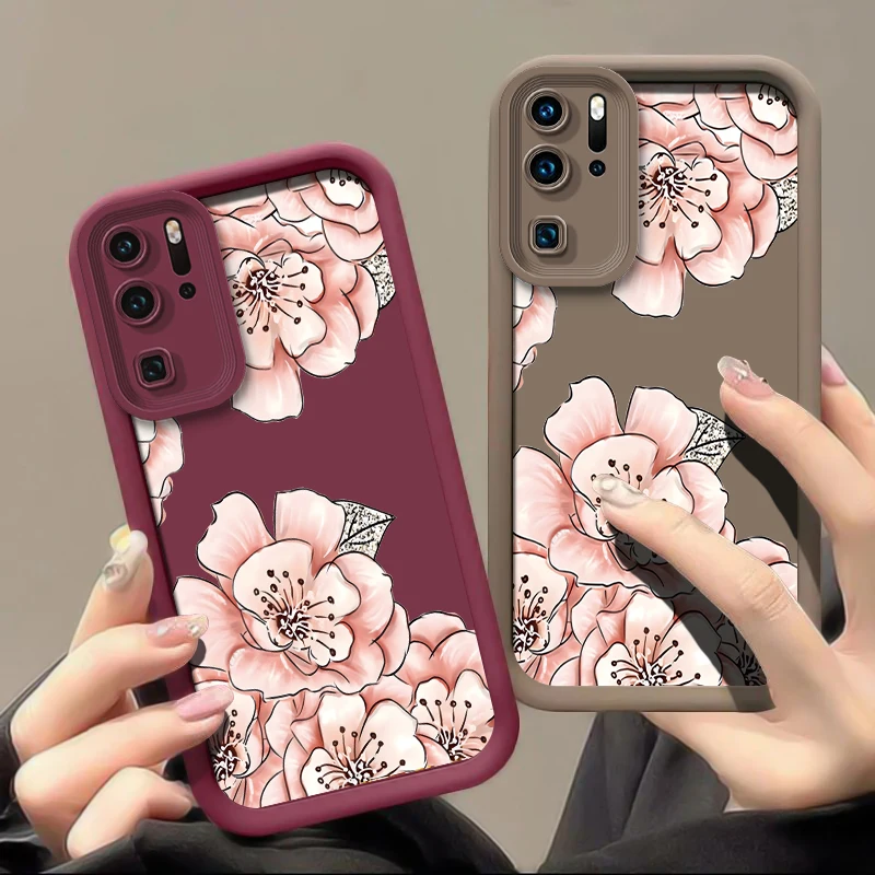 Силиконовый чехол с цветами для Huawei P30 P50 P20 P40 Pro Lite P Smart 2019 защита объектива камеры
