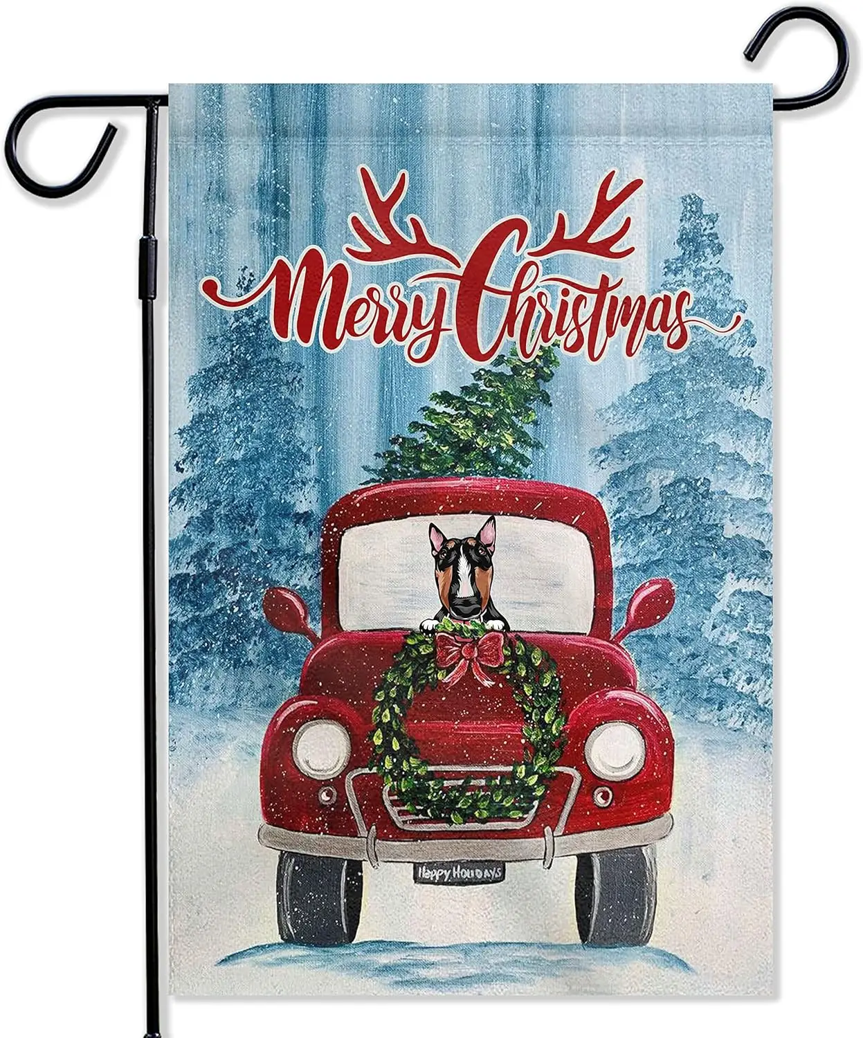 Забавный бультерьер с двусторонним принтом из мешковины дом двор лужайка