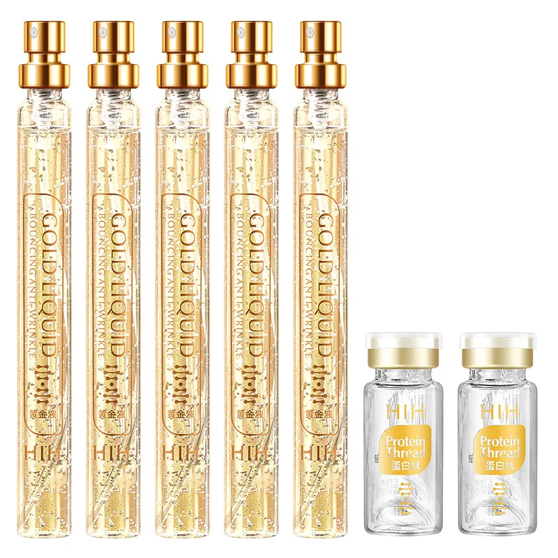 

Soluble Gold Protein Peptide Essence Set Collagen Line 24k Golden Protein Line Hydrating Anti Aging Wrinkle Skin Face Serum