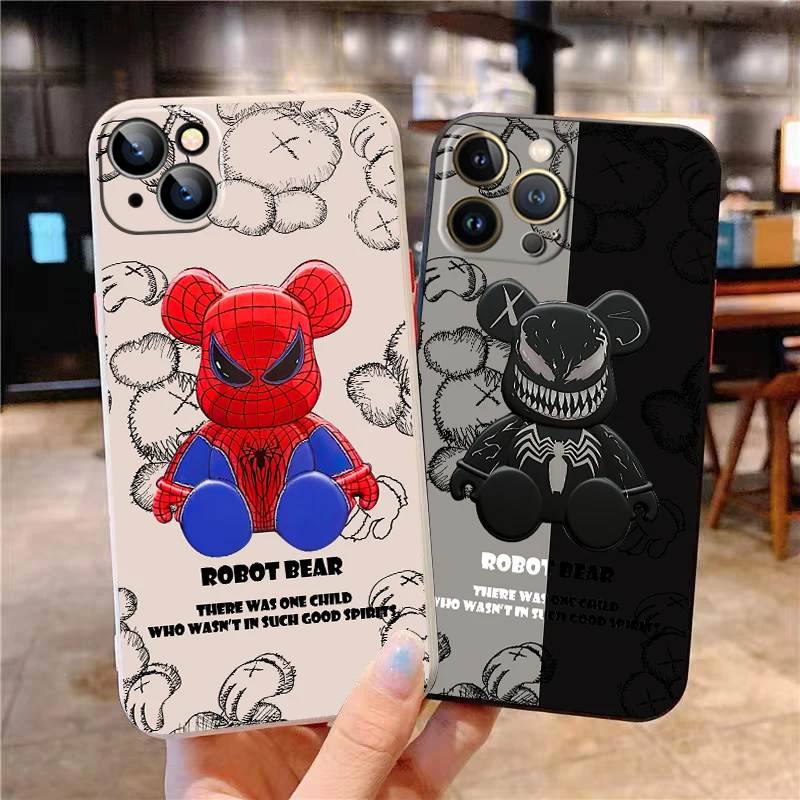 

Marvel spiderman iron Man Venom For Apple iPhone 13 12 11 Pro Mini X XR XS Max 6 7 8 Plus Phone case Liquid Silicone funda coque