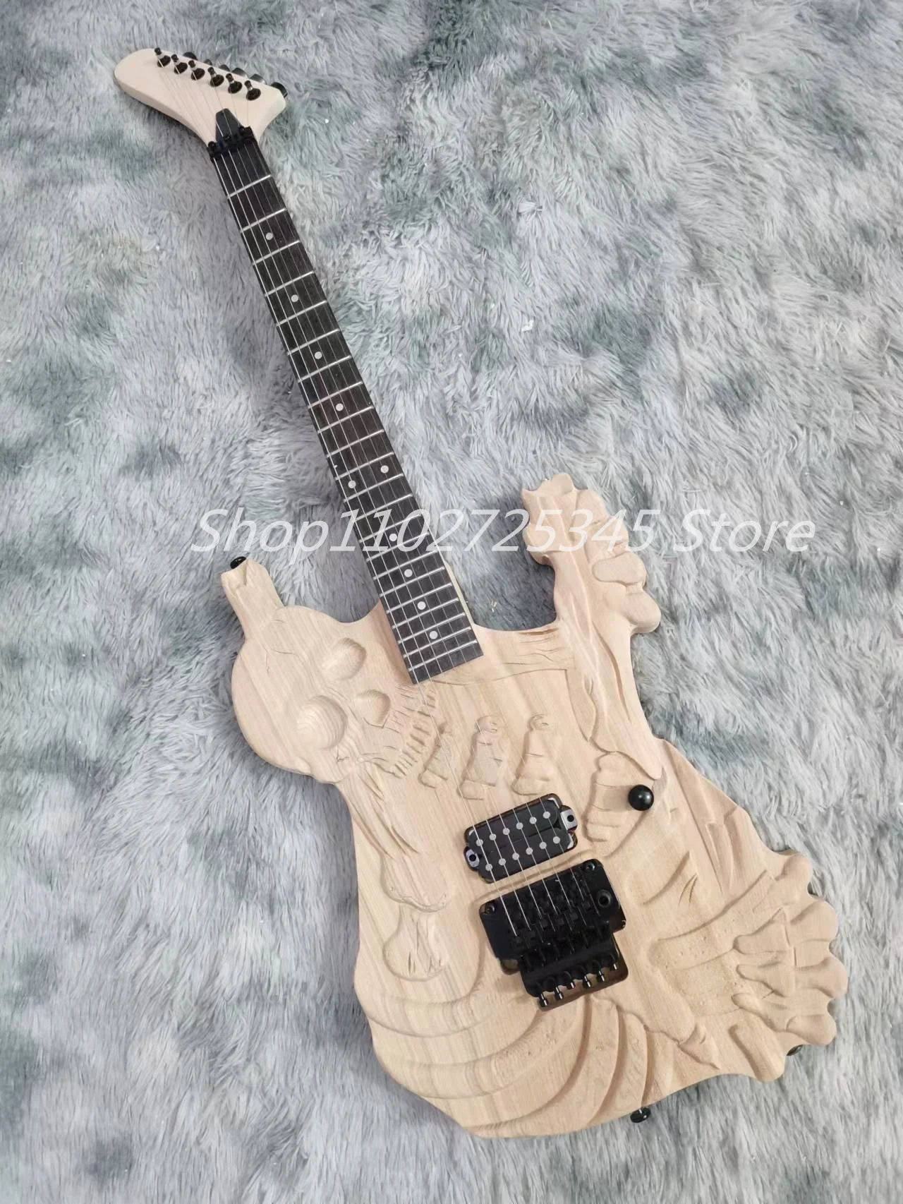 6-струнная Электрогитара гриф из розового дерева черные аксессуары цвет