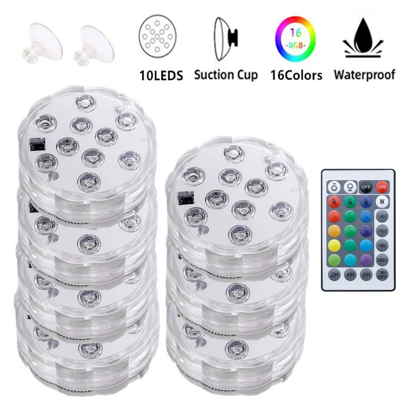 

Underwater Light RGB Remote Control LED Submersible Light IP68 Waterproof Bathtub Pond Aquarium Decorative Night Lamp Pool Light