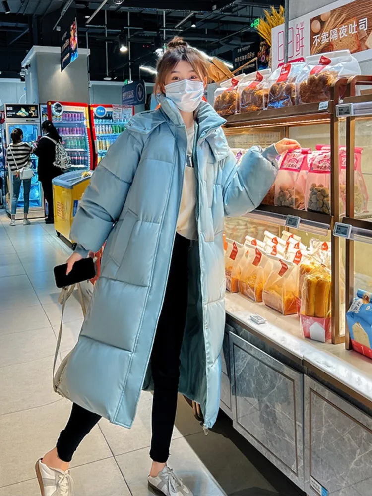 Thick -30 degree Parka women Winter long over-the-knee down jacket female loose hooded winter jacket A08D