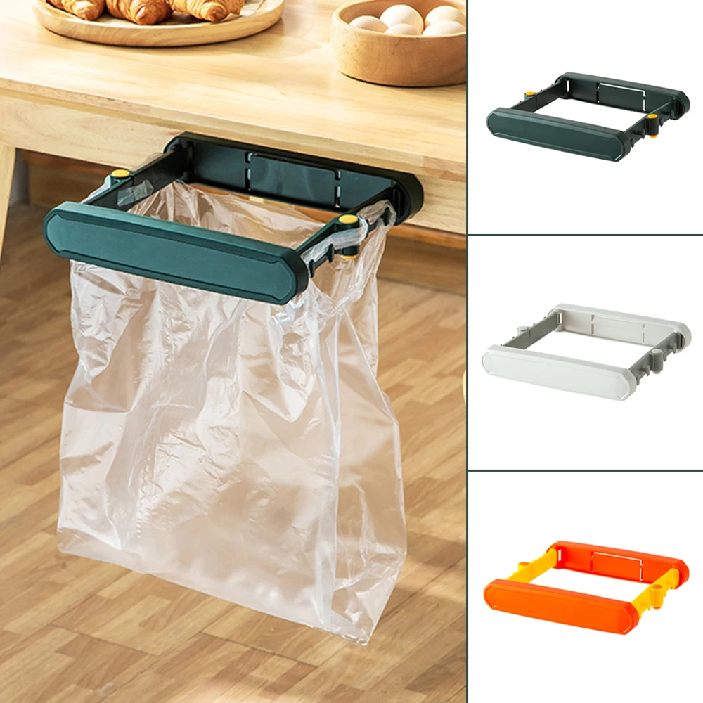 

Wall Mounted Garbage Bag Plastic Bracket Kitchen Garbage Rack Foldable Bracket Trash Can Support Racks Non-Punching Installation