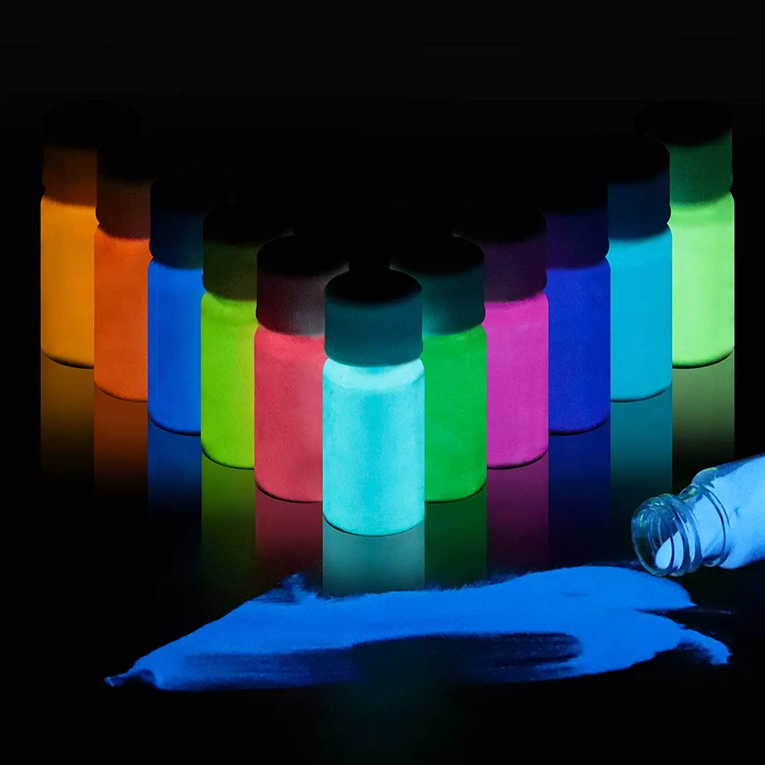 

12 Colors Epoxy Resin Dye Luminous Pigment Powder Safe Long Lasting for Fine Art, DIY Nail, Theme Party, 0.7oz Each