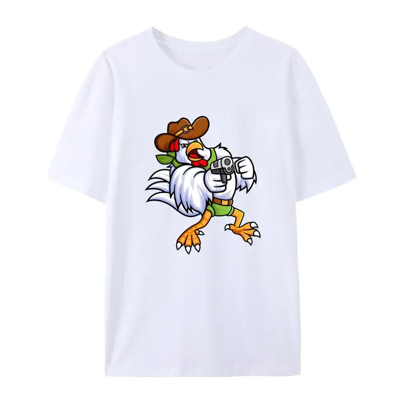 Футболка с надписью Смешные шутки гик петух в ковбойском костюме действии