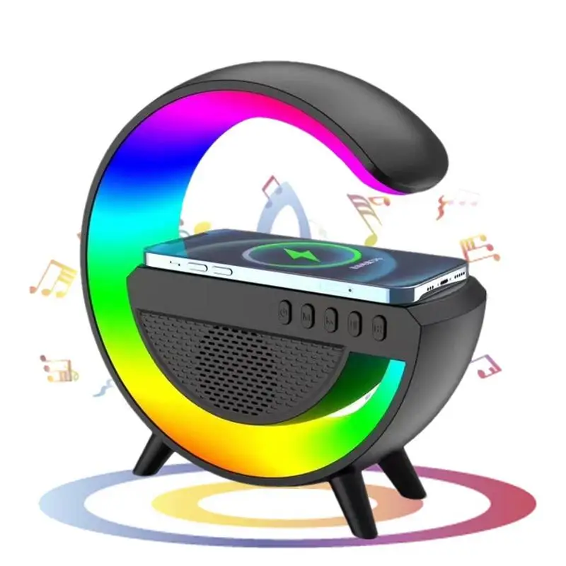 

3 In 1 Mini Multifunction Wireless Charger Pad Stand Speaker Tf Rgb Night Light With Six Light Mods Fast Charging Station