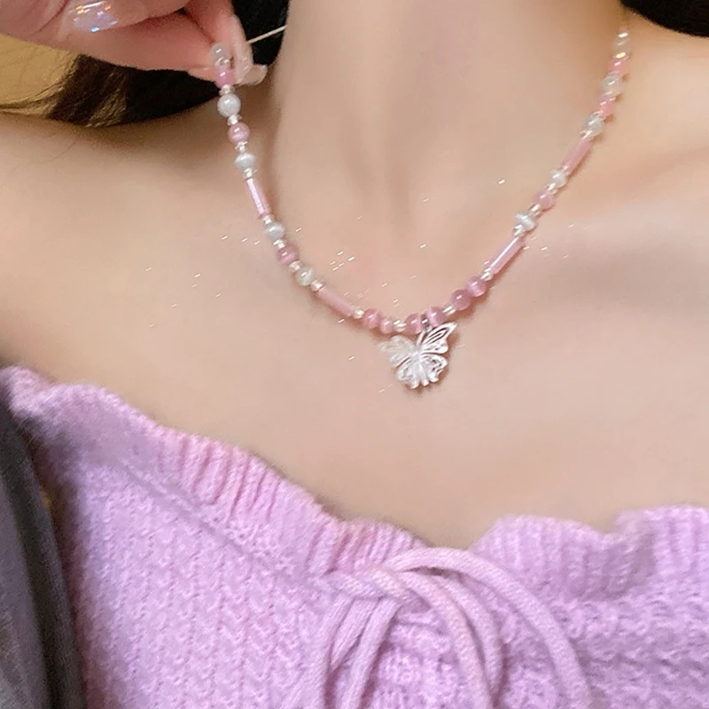 

Colorful Beaded Neck Chain Female Luxury Niche Exquisite Necklace Jewelry 40GB
