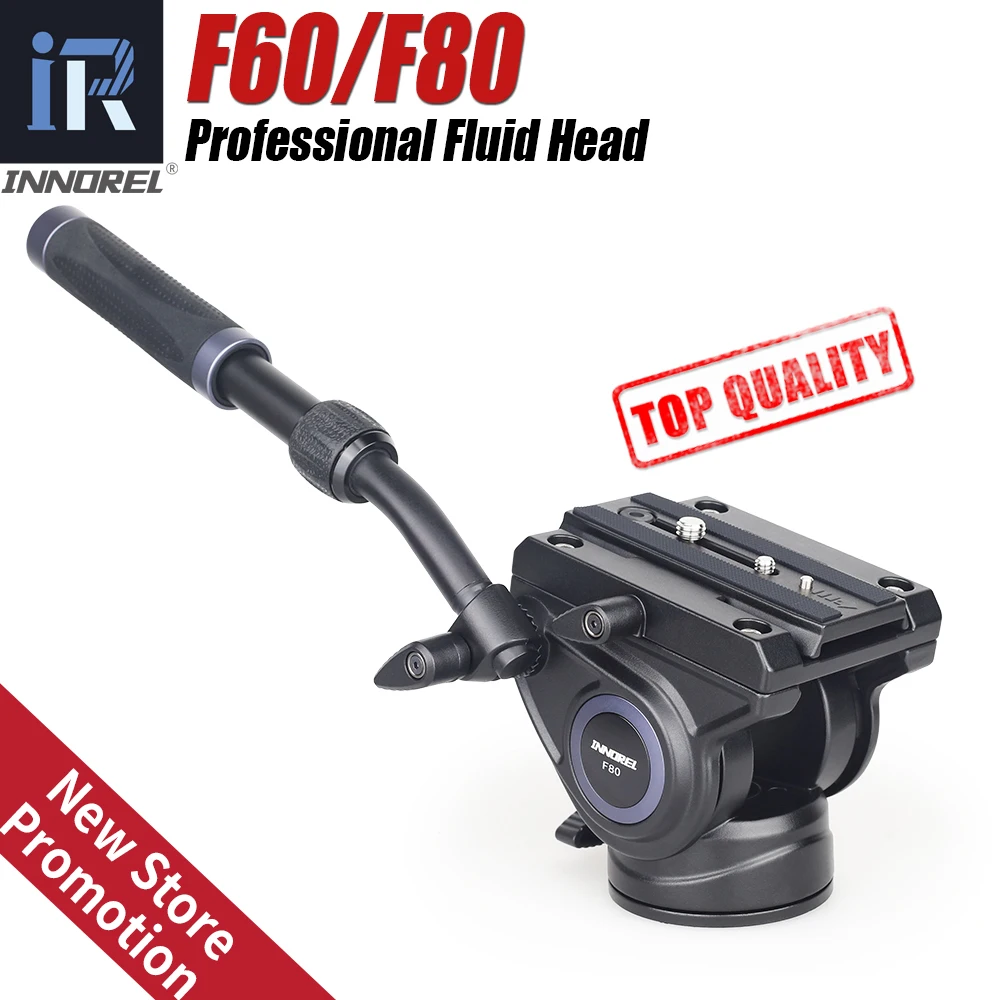 INNOREL F60/F80 Video Fluid Head Professional Camera Tripod Fluid Drag Pan Head for DSLR Cameras Camcorders Telephoto Lens