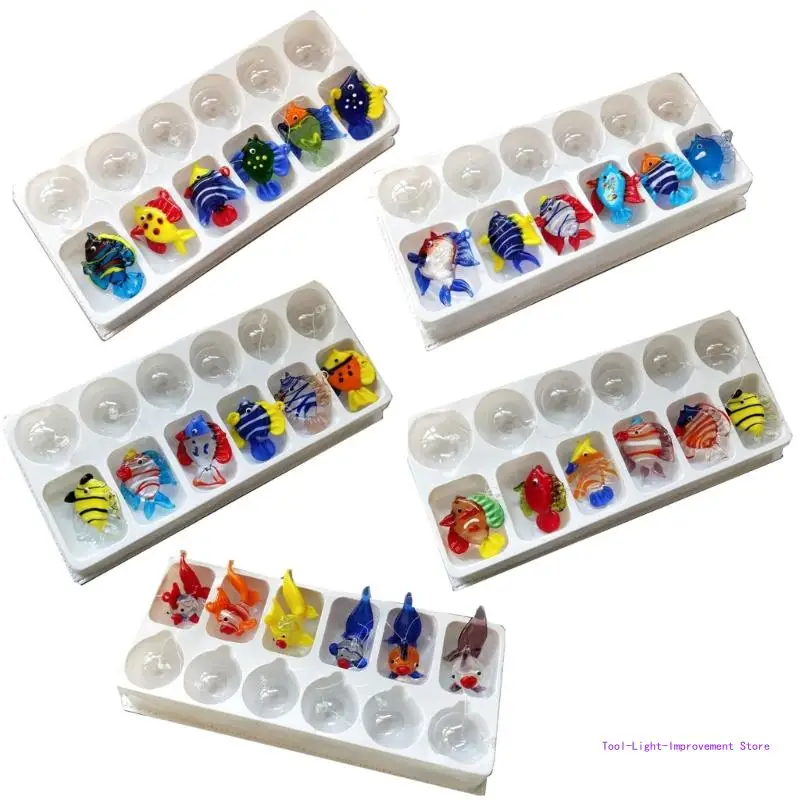 C63E (6 шт.) разноцветные стеклянные плавающие рыбные декоры аквариумные поплавки