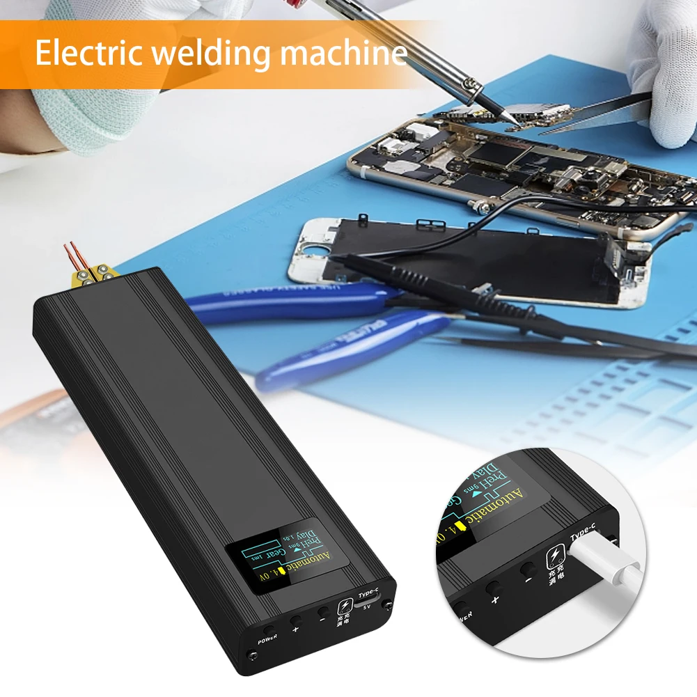 

Handheld Spot Welding Machine 80 Gears Spot Welder Machine Type-C Charging Durable LCD Screen Display for 18650 Lithium Battery