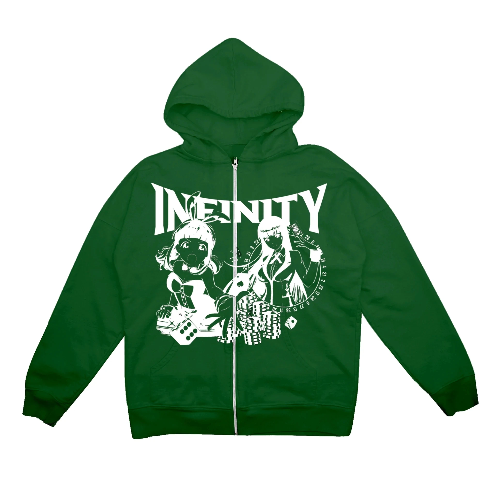 

Vintage Japanese Anime Print Zip Hooded Women Jacket Men Long Sleeve Pocket Streetwear Coat Y2K OverSized Hoodies clothes tops