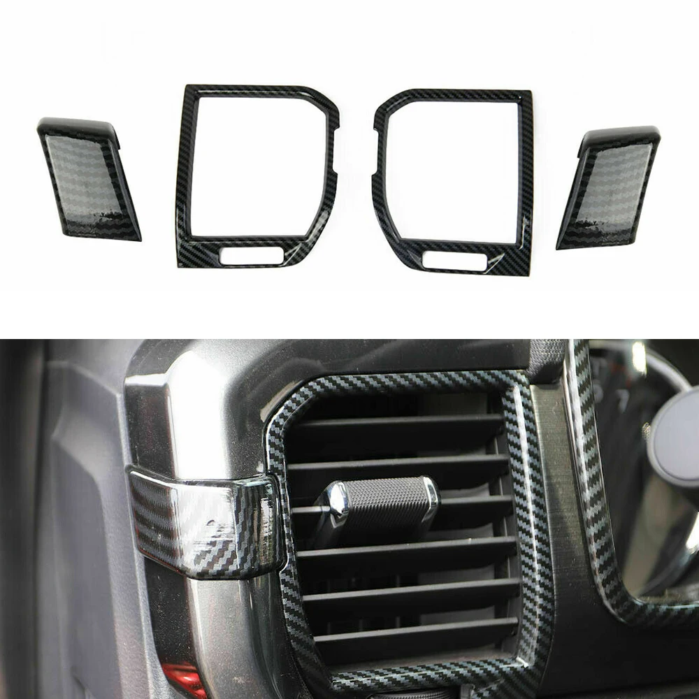 

4 шт., отделка для вентиляционного отверстия салона автомобиля из углеродного волокна для Ford F150 2021-2022