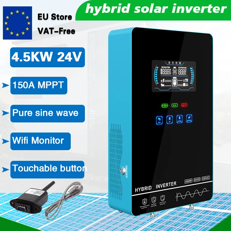 

4500W Solar Inverter Tochable Button with Inverter Pure Sine Wave 24V AC 220V MPPT Solar Inverter Build In 150A Solar Controller